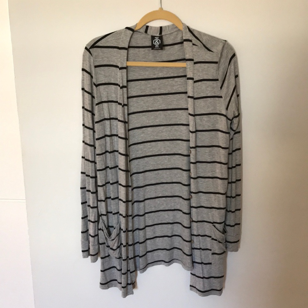Agnes & Dora Gray Striped Cardigan